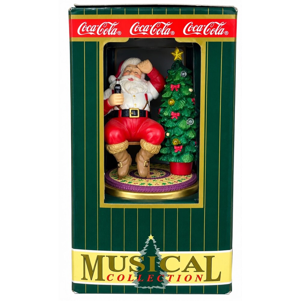 1996 Coca-Cola Musical Collection Santa Music Box Plays Oh Christmas Tree VTG